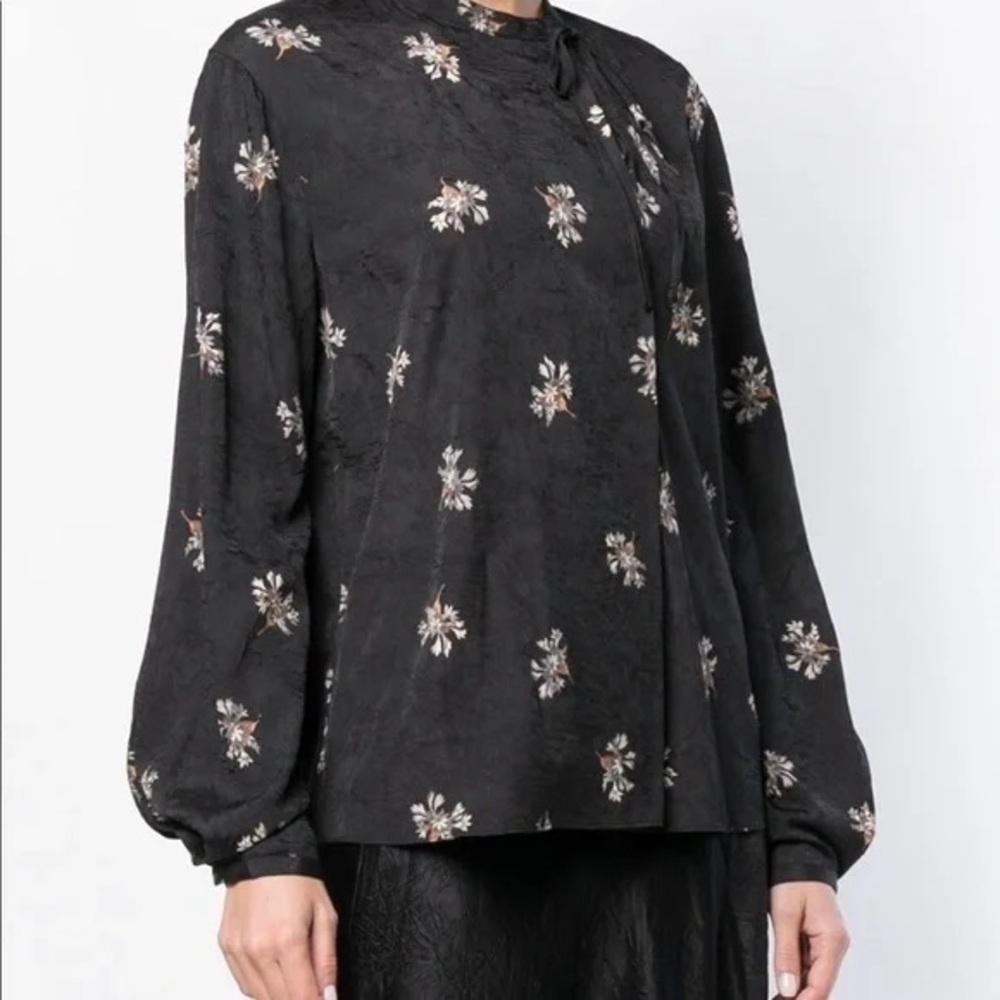 Vince Long Sleeve Crinkled Floral Women's Blouse